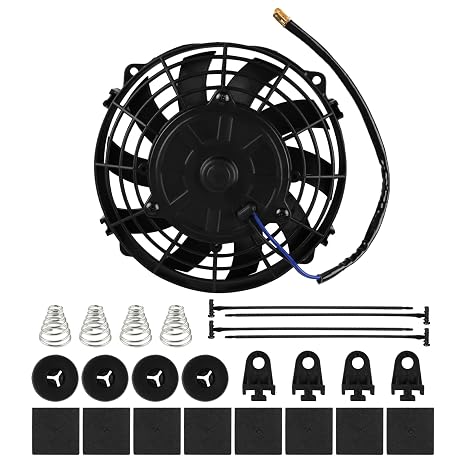 7 inch 7" Universal Slim Fan Push Pull Electric Radiator Cooling 12V Mount Kit, 12V 80W Motor