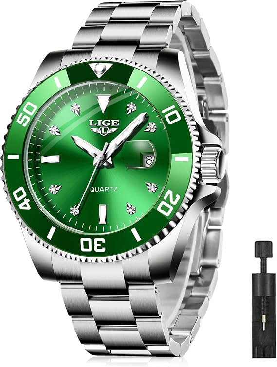 Watches for Men Luxury Diamond Business Dress Quartz Analog Waterproof