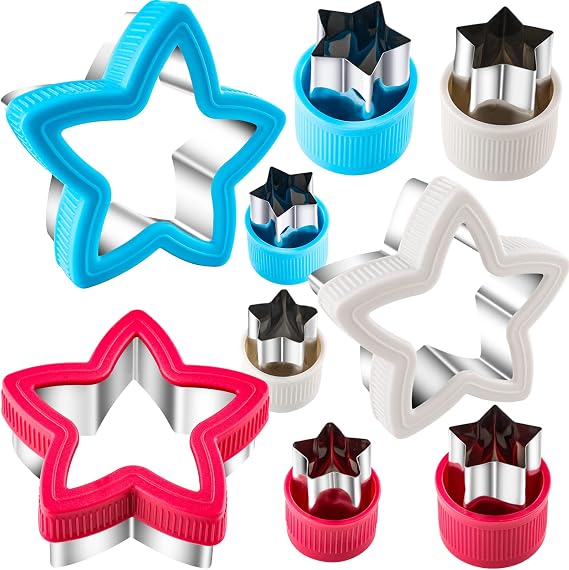 Star Cookie Cutters Set Sandwich Cutters for Kids 9 pieces Shaped Biscuit Fondant Cake Cheese Pastry Molds Christmas Gifts