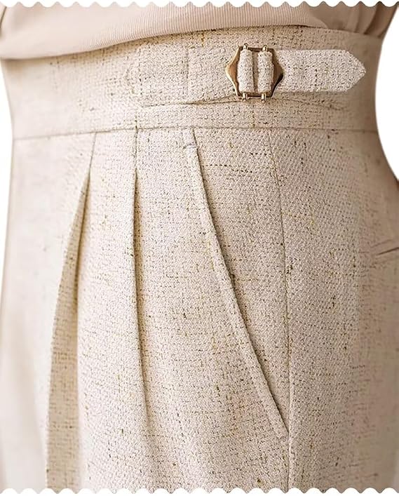 Men's Linen Pants Classic Gurkha Fit Flat Front Casual Trousers