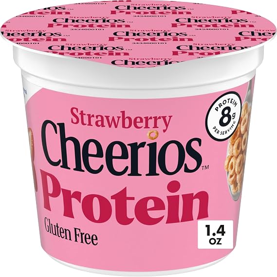 Strawberry Cheerios Protein, Breakfast Cereal Cup, Gluten Free, 1.4 oz