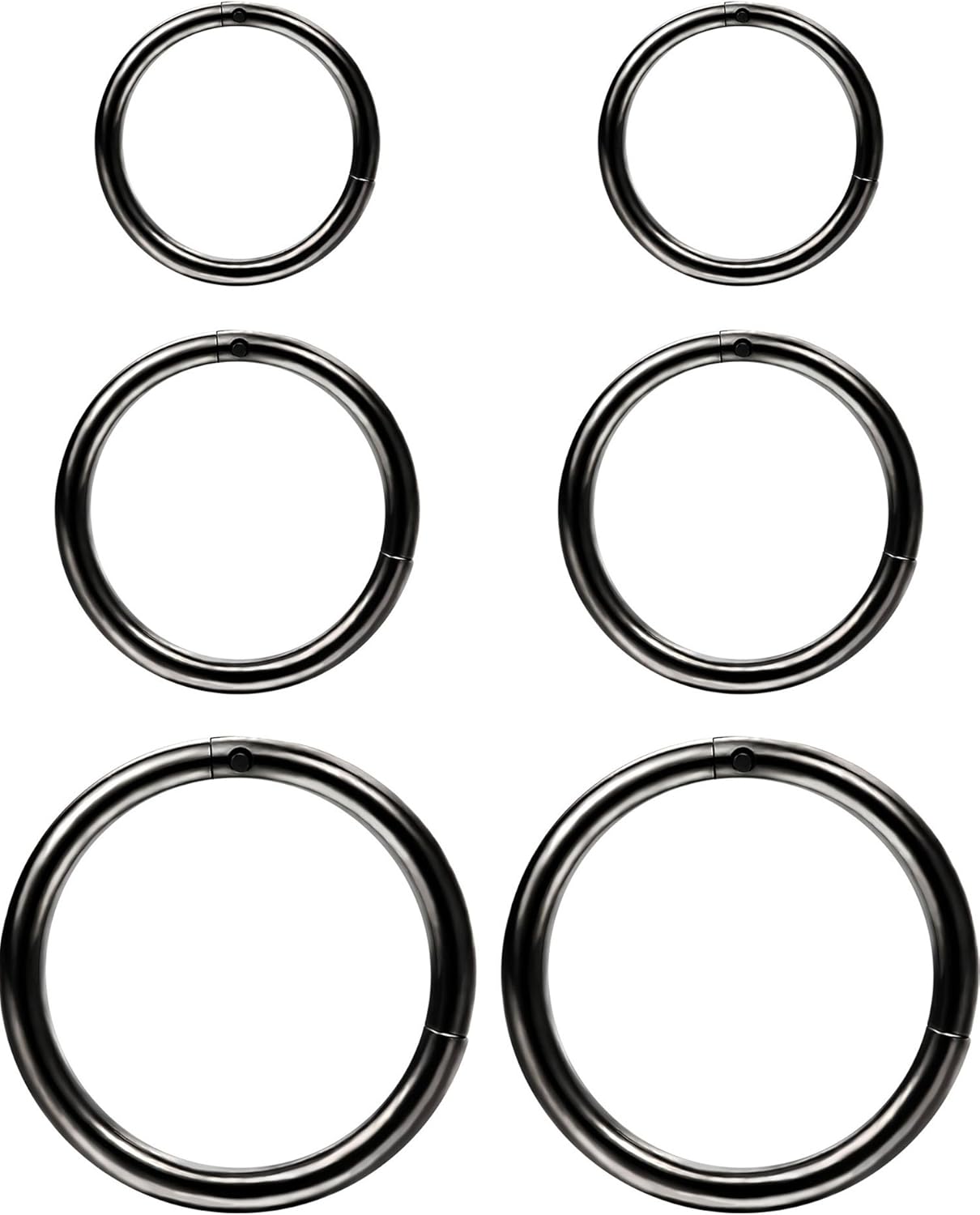 6 Pieces 16 Gauge Stainless Steel Nose Ring Hoop Seamless Clicker Ring Ear Lip Piercing Jewelry, 3 Sizes