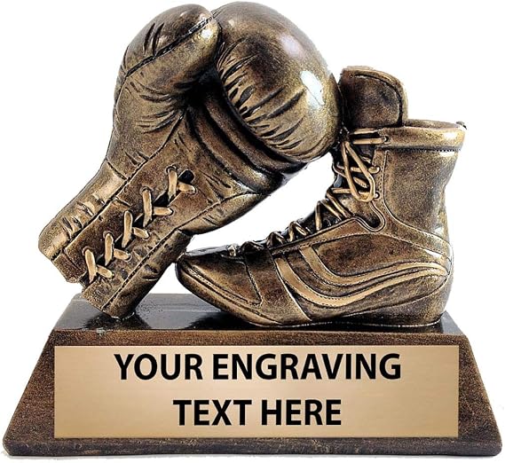 Crown Awards 5.5" Boxing Shoe and Glove Sculpture, 3D Molded Resin Boxing Award with Customized Engraving