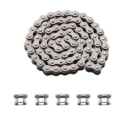 KAMIER #25 Roller Chain 56 Links with 5pcs Master Links Heavy Duty for Razor Crazy Cart Shift XL DLX Ground Force Drifter Kids Electric Go Cart Kart 25H Drive Chain Parts