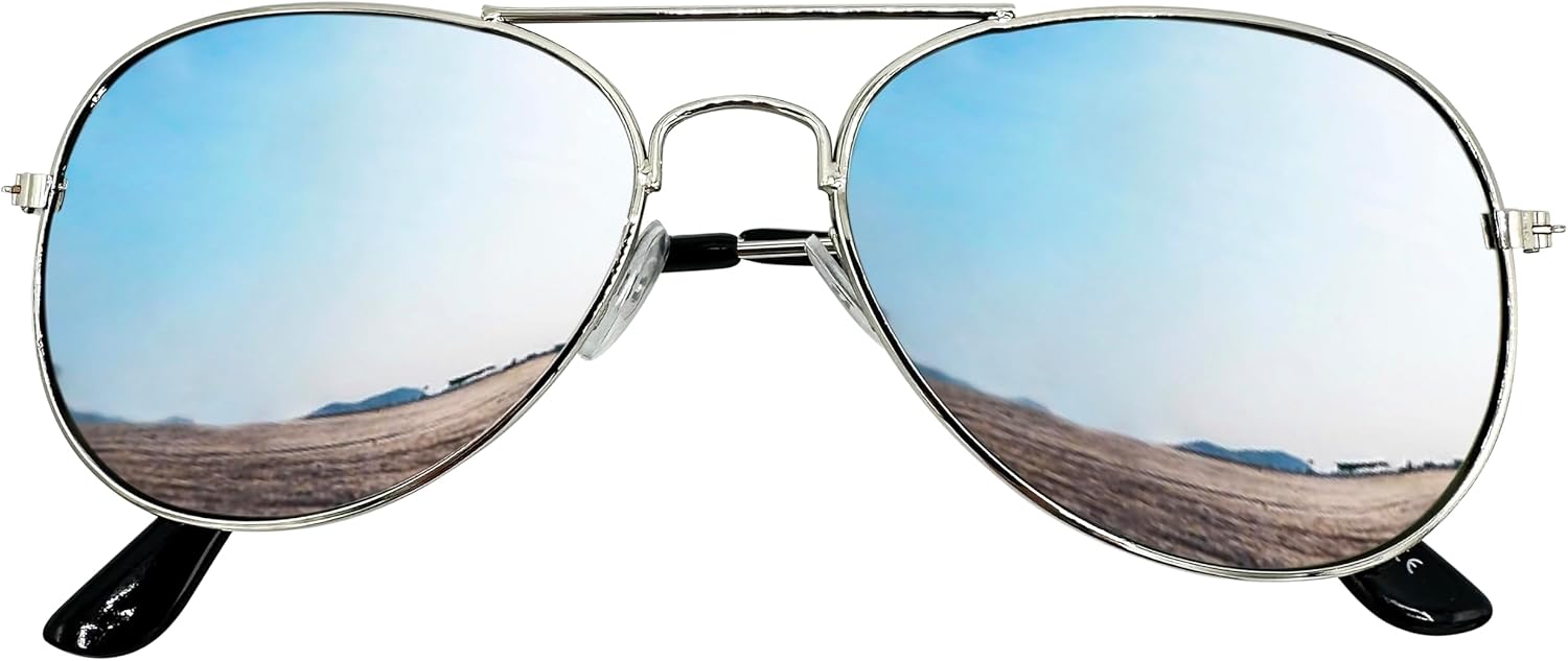 Mustavo Adult Retro Silver Mirror Sunglasses Mens Womens Unised Full Reflective Mirrored Lense 70s 80s Classic Style UV400 Protection