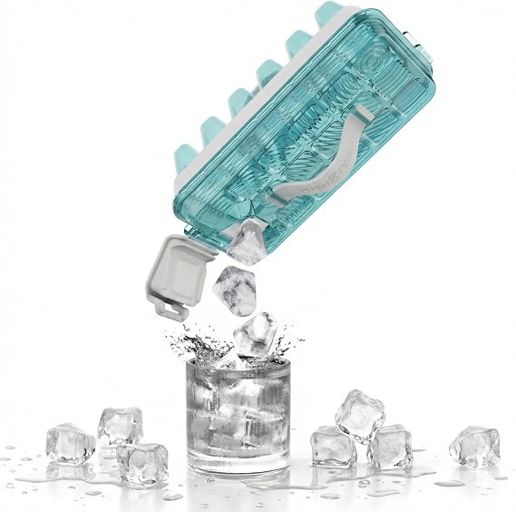 ICEBREAKER NORDIC Push & Twist Ice Cube Tray With Lid (18 Ice Cubes) | Ice Cube Trays For Freezer With Lid | No Touch Ice Molds - Leak-Proof, Space-Saving Ice Molds for Freezer