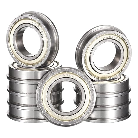 F6904ZZ Flanged Ball Bearing, ID 20mm x OD 37mm x Width 9mm Double Metal Shielded Deep Groove Bearings, Pre-Lubricated (GCr15) Chrome Steel 10pcs