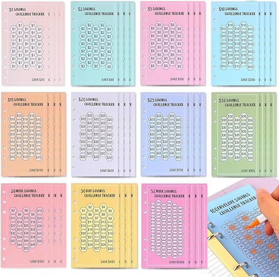 Money Saving Challenge Book - 52 Week Savings Tracker with Budget Sheets for A6 Binder
