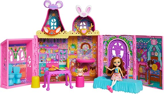 Enchantimals La Maison de l'Amitie Set with Furniture, 1 Doll and Her Pet, Dollhouse with 7 Play Zones and 24 Accessories, HXL53