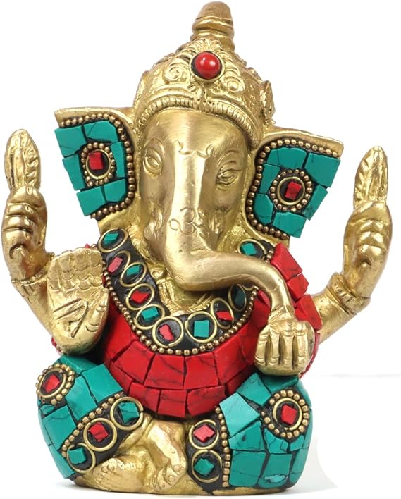 ASHIRWAD Brass Lord Ganesha Idol Statue for Home Hindu God Ganpati Bappa Vinayaka Murti AE000001-01 (Ganesh-01)