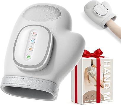 Hand Massager with Heat, Electric Compression Hand Massagers, Cordless Rechargeable Hand Massager for Fingers, Palm & Wrist Relaxation, Portable Hand Massage Device for Home & Office
