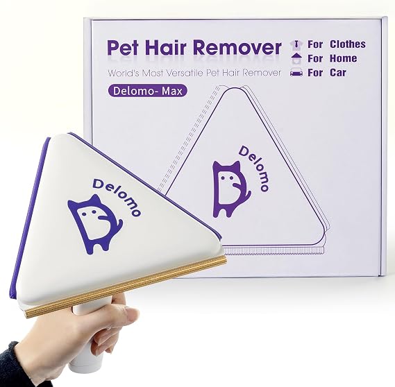 DELOMO Pet Hair Removal Tool:3 in 1 Cat and Dog Hair Remover - Carpet Rake for Multi-Surface - Reusable Pet Hair Remover for Couch, Furniture,Clothes,Car Mats,Pet Bed