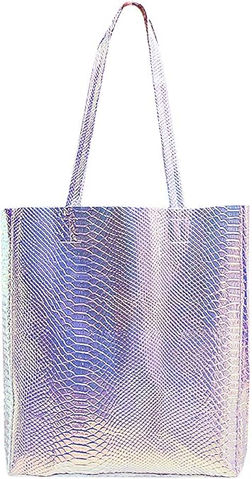 Goodbag Boutique Hologram Tote Bag Laser Snakeskin PU Shoulder Bag Large Capacity Fashion Holographic Handbag