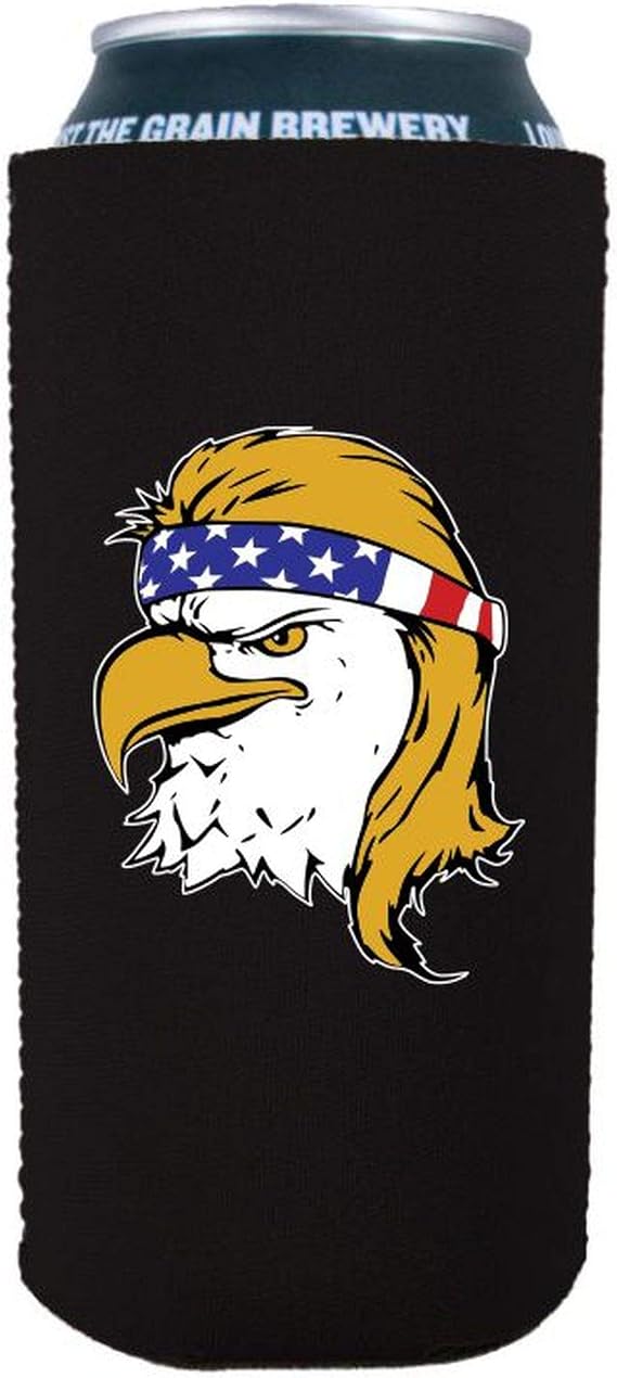 Bald Eagle Mullet 16 oz. Can Coolie (Black, 1)