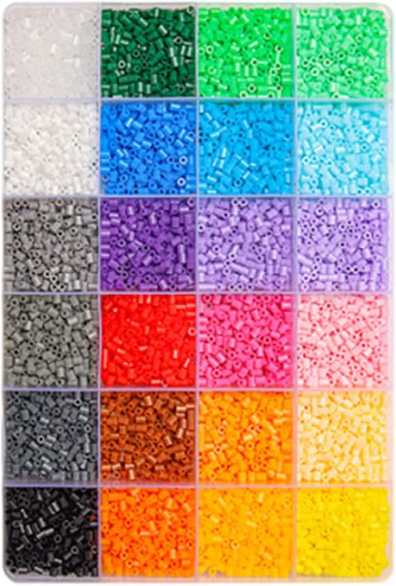 Fuse Beads Kit 8400 Pcs 24 Colors 2.6mm General Melting Beads Set with Clear Storage Box DIY Arts and Crafts Supplies for Kids Birthday Easter Gifts for Boys Girls Age 5+