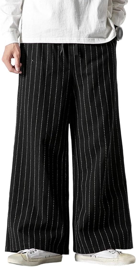 Mens Baggy Sweatpants Japanese Casual Pants Mens Loose Wide Leg Harem Fashion Trousers