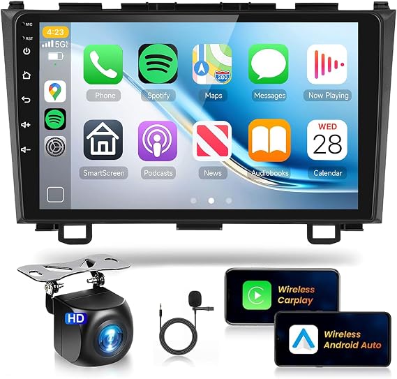 Podofo 2G+64G Radio for Honda CRV 2007-2011 Adroid 13 Car Stereo with Wireless Carplay Android Auto,9inch 1080P HD IPS Touch Screen HiFi 16EQ 5.0 Bluetooth GPS WiFi RDS FM Radio SWC AHD Backup Camera