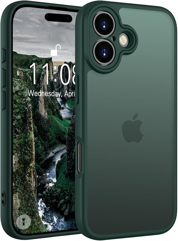 Andwing For iPhone 17 Case, Case for iPhone 17 6.3", Ultra Slim Thin Matte Cases, Translucent Matte Back & Silicone Edge, Shockproof Drop Protection Phone Cover for Phone 17 Cases, 6.3" Green