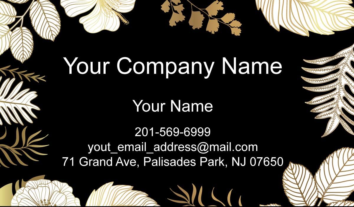 Floral Custom Premium Business Cards, Full color 2sides Printing- 350gsm-Thick paper, Matte finishing-Front & Back Black