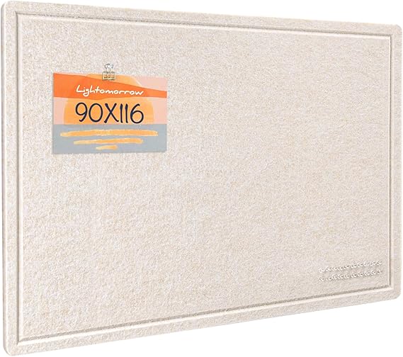 Large Bulletin Board - 90 x 116 Centimeters, Decorative Felt Pin Board for Wall - Foldable Photo Display Board with Self-Adhesive Tape, Includes 20 Push Pins - Oatmeal