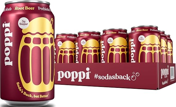 Poppi Prebiotic Soda, Root Beer, 12 Oz, 12 Pack