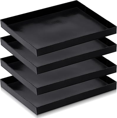4 Pcs 8.5 x 11.5 x 1 Inch PTFE Solid Oven Basket Non Stick Cooking Basket Cooking Trays for Quick Oven Accessories Baking Chips Chicken Wings Bread Heating