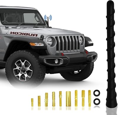 Car Spiral Antenna, 7 Inch Waterproof Auto Toppers Retrofit Antenna Replacement, Flexible PVC Short Antenna Mast with Screw Adapters, Universal for Car Truck SUV Radio AM FM