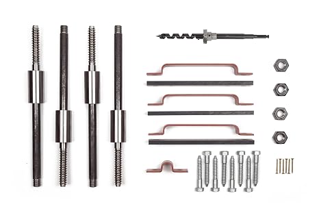 Nelson Treehouse Tree Fort Hardware Kit - 4 Tree Attachment Bolts, 3 Dynamic Uplift Arrestors, 1 Static Uplift Arrestor, 4 Hex Nuts, 1 Installation Kit