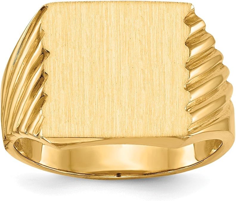 Solid 14K Yellow Gold Mens Signet Ring
