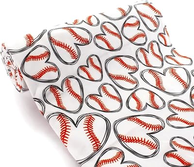Baseball Hearts DBP Fabric - Double Brushed Polyester 4 Way Stretch - 12 Yard