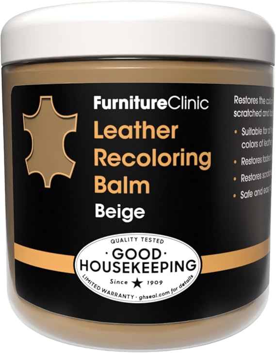 Furniture Clinic The Original Leather Recoloring Balm | Beige Leather Dye | Repair Scratched, Faded, Worn Leather | Restore Your Leather Couches, Sofas, Car Seats, and Furniture | 250 ml / 8.5 fl oz