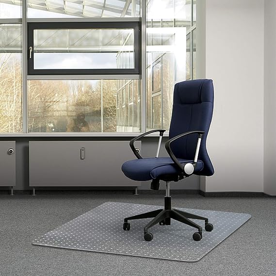 Kuyal Office Chair Mat for Carpets,Transparent Thick and Sturdy Floor Mats | for Low, Standard and No Pile Carpeted Floors, with Studs (30" X 48" Rectangle)