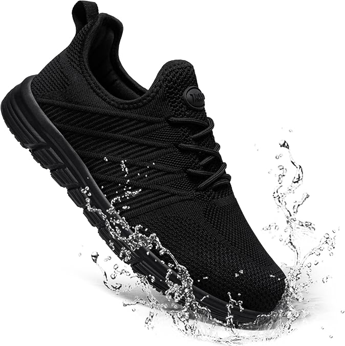 Non Slip Work Shoes for Men Slip On Sneakers, All Black US 6.5-13