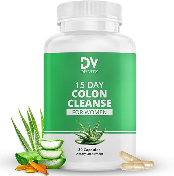 15 Day Colon Cleanse for Women Natural Detox Pills with Herbs, Fiber & Probiotics Bloating & Constipation Relief, Weight Loss & Gut Health Reset 30 Capsules