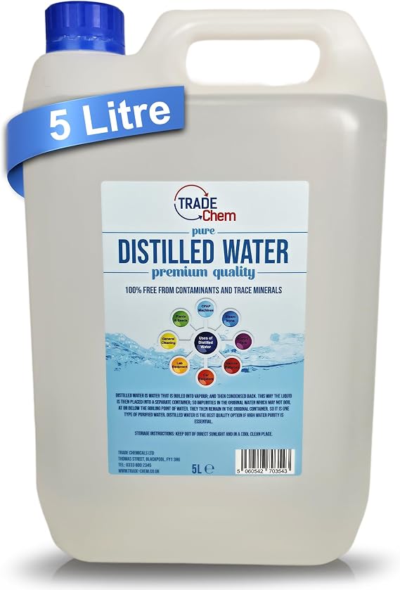 Distilled Water - 100% Pure Water Steam Distilled Purified (Blue Brand) (5L)