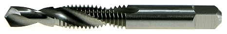 Drillco 2050 Series High-Speed Steel Combined Tap and Drill Bit, Uncoated (Bright) Finish, Round Shank with Square End, 1/2"-13 UNC