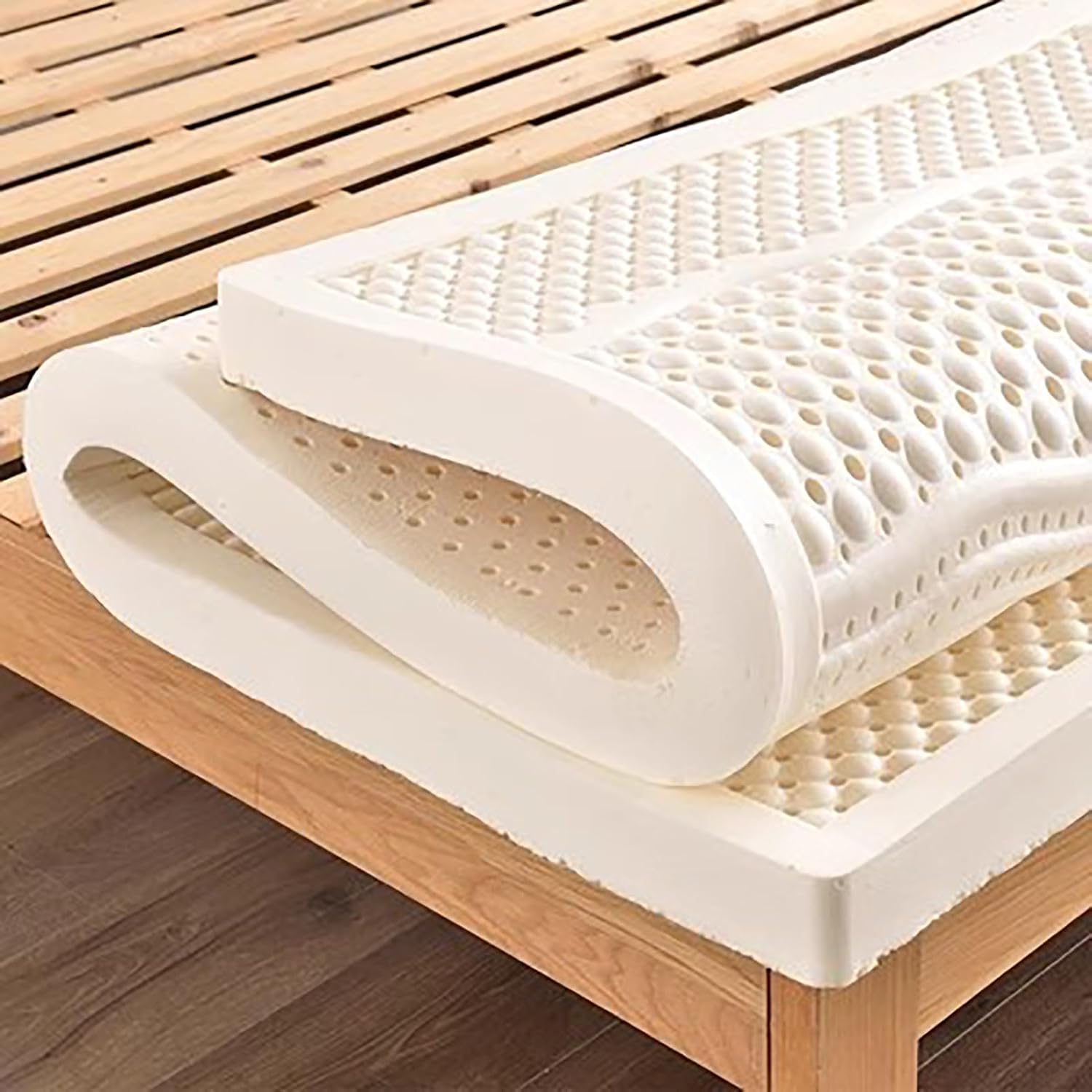 NaKeah 100% Natural Latex Mattress, Thick Soft Mattress Topper Portable Relieves Pressure, Organic Latex Mattress Cover,5cm,100x200cm