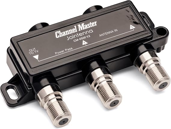 Channel Master JOINtenna - Combines Signals from 2 Digital HDTV Antennas, Two Inputs & One Output, Power Passing for Preamplifiers and Boosters, Built-in LTE Filter, Low-Loss Design, Indoor/Outdoor