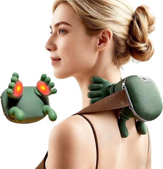 Hand Neck Massager with Fingers, Shoulder and Neck Massager with Hands, Bionic Heated Massager, Deep Tissue Massage, Shoulder & Cervical Relief, Relax Muscle Tension, Hands-Free, Portable