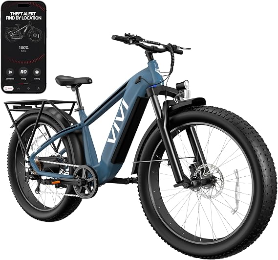 Vivi ACEpro Fat Tire Electric Bike for Adults, 26" x 4.0" Mountain e Bike, 1500W Peak Motor with Top 25 MPH e-Bike, 48V 15Ah Battery, Dual Hydraulic & Location App, SGS Certified