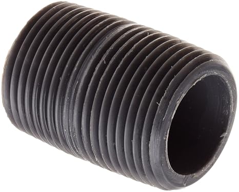 PVC Pipe Fitting, Close Nipple, Schedule 80, Gray, 1/2" NPT Male, 1-1/8" Length