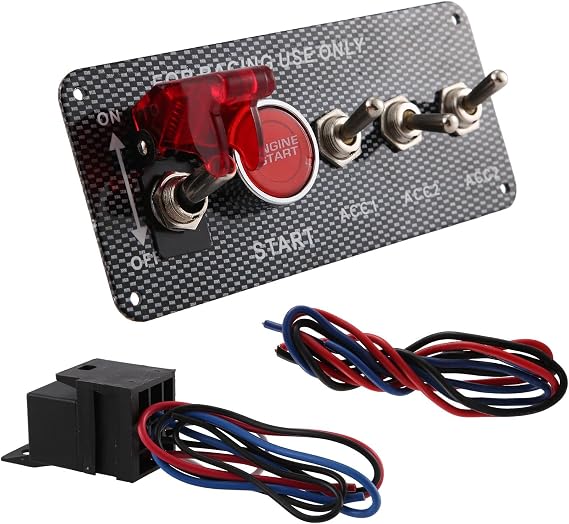 12V Car Ignition Switch Engine Start Push Button 3 Toggle Racing Panel