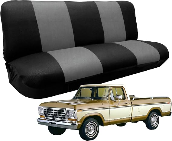 SAPUBK Custom-Fit Bench Seat Covers Replace for 1969-1996 Ford F100 F150 F250 Series Classic Trucks Without Headrests, Sandwich Air Mesh Fabric Composite Soft Foam Lining Bench Seat Protector