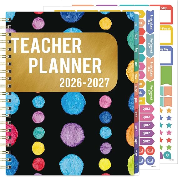 Teacher Planner 2026-2027 - Teacher Lesson Planner 2026-2027, July 2026 - June 2027, 8.5" x 11", Weekly & Monthly Lesson Plan Book for Teacher, Academic Planner with Colorful tabs, Inner Stickers