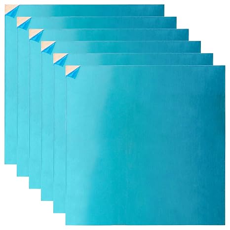 6 Pack 6 x 6 Inch Pure Copper Sheet, 22 Gauge(0.8mm/0.03") Copper Sheet Metal, Copper Plates for Crafts, Repairs, Enameling, Electrical