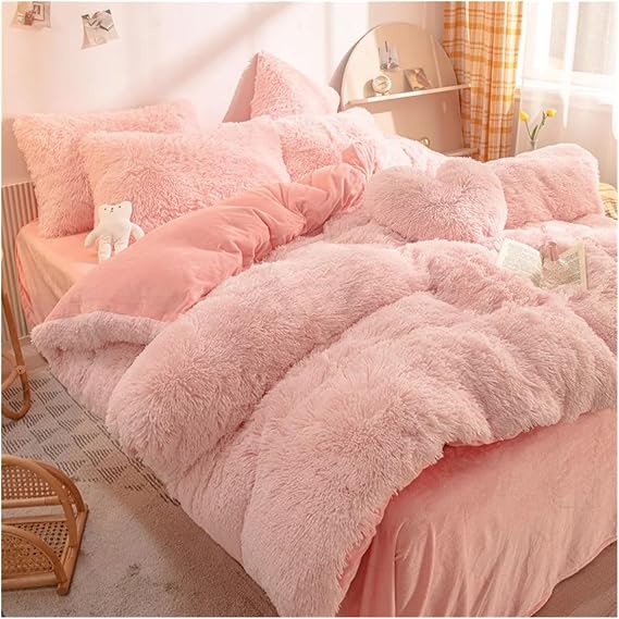 Bed, Bedding Set Luxury - Winter Warm Thicken Fleece Duvet Cover Bed Sheet and Pillowcases Quilt Cover Queen King Size