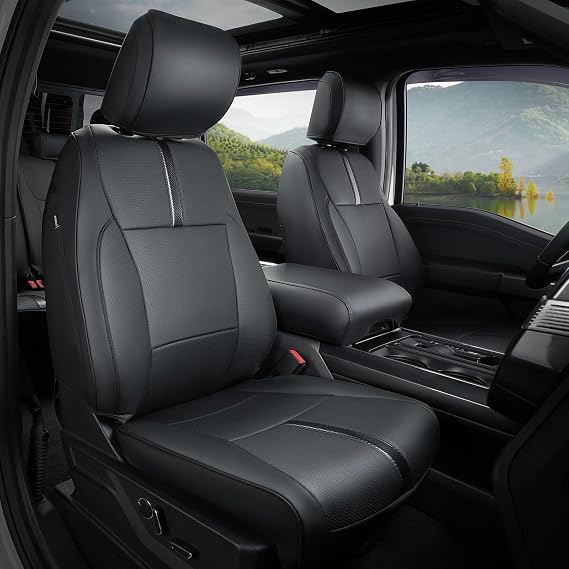 for Ford F150 Seat Covers 2015-2023 2024 2025 2026,Full Set Leather Waterproof Black Trucks Pickup Seat Covers Custom Fit for Ford F150 Accessories,Car Seat Cover for SuperCrewCrewCabXL,XLT