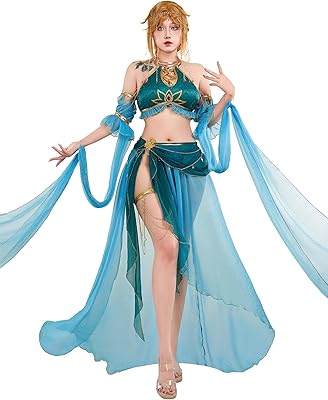 Mobbunny Game Derivative Women Cosplay Costume Anime Cosplay Lingerie Set Halter Top and Panty with Gauzy Dress