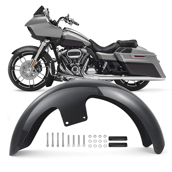 Motorcycle Front Fender 21 inch Mudguard Front Fender Fit for Harley Touring Road King Electra Glide Street Glide (Fiber Black)