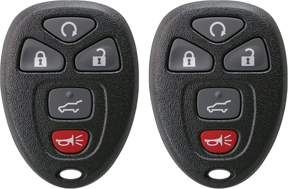 Keyless2Go Replacement for Keyless Entry Car Key Vehicles that Use 5 Button 15913415 OUC60270 OUC60221, Self-Programming - 2 Pack